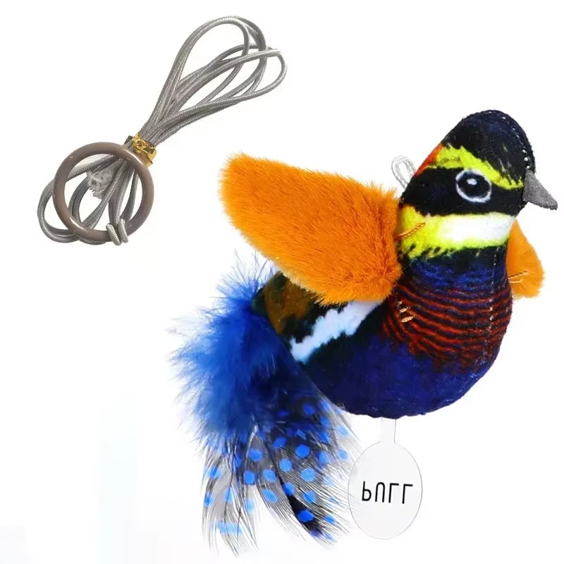 Jouet pour chat : peluche oiseau avec plume d'herbe à chat.